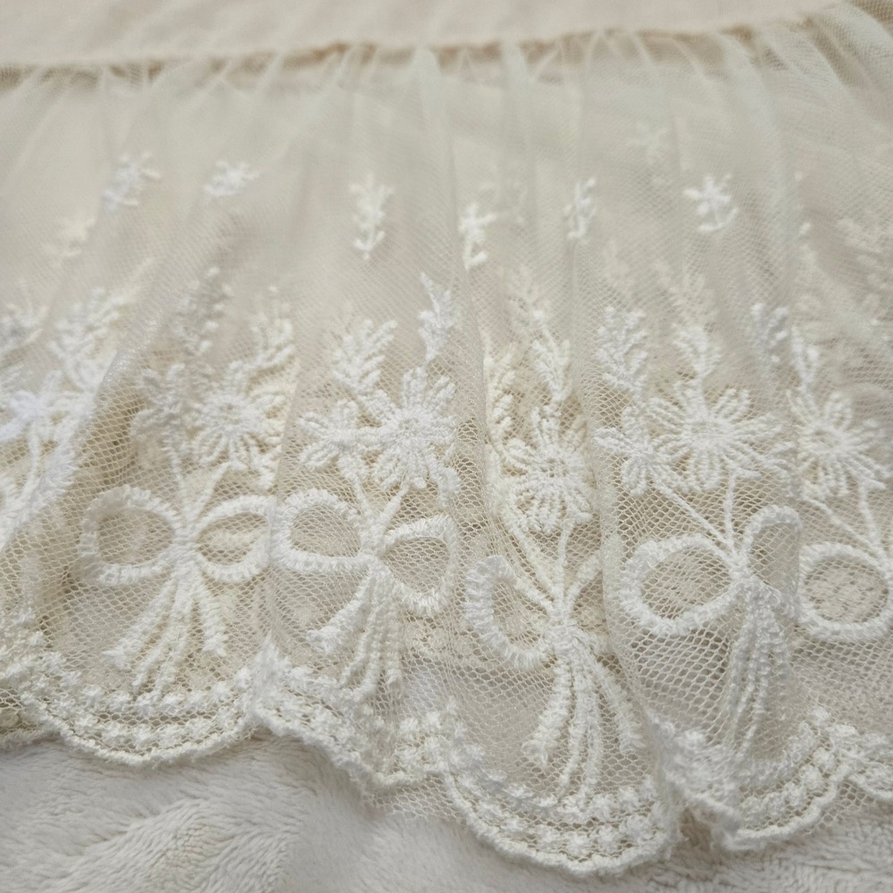 Reborn Cream Lace Trim Layering Tank Dress 1XL Sleeveless Floral Scalloped Hem - Picture 8 of 9
